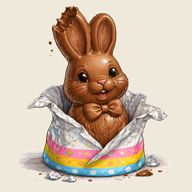 Un lapin en chocolat dans un œuf de Pâques