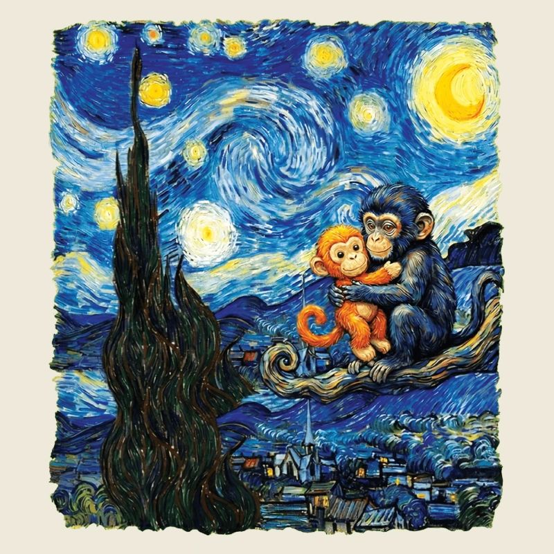 Van Gogh Bébé Singe Punch Macaque mignon