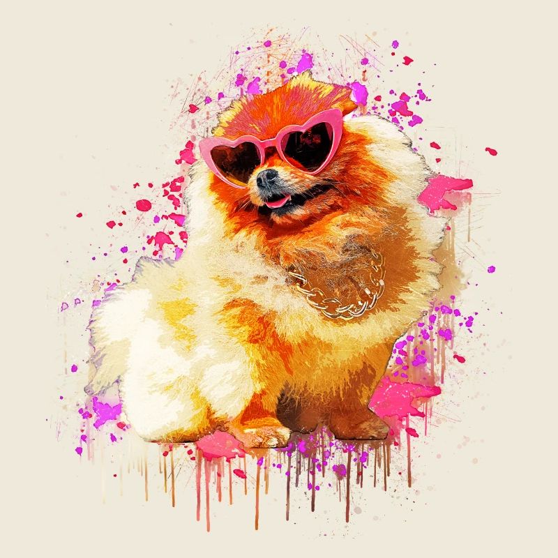 Zwergspitz mit Sonnenbrille Pommeranischer Spitz