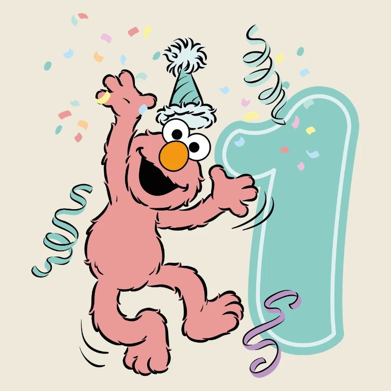 Sesamstraße Geburtstagdesign Mit Elmo Ein Jahr