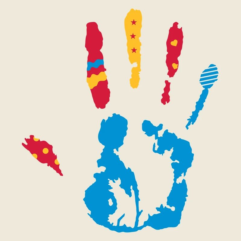 Une empreinte de la main coloré avec diverses