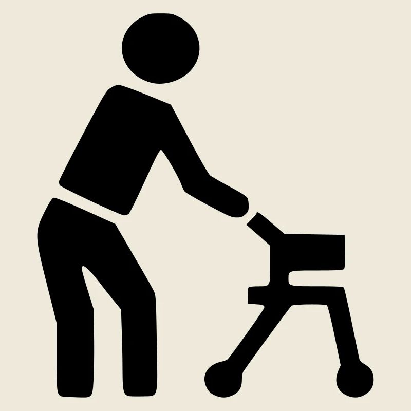 Behinderte Person hinter Rollator #