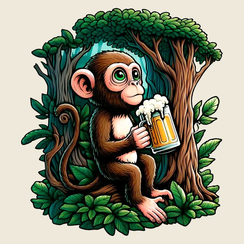 Singe Bière Décontracté