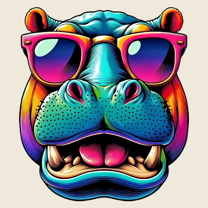 Hippopotame avec lunettes de soleil