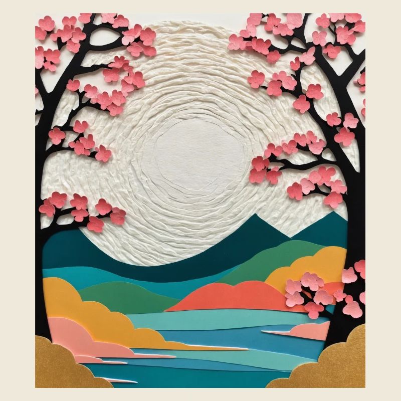 Landscape with flowering trees