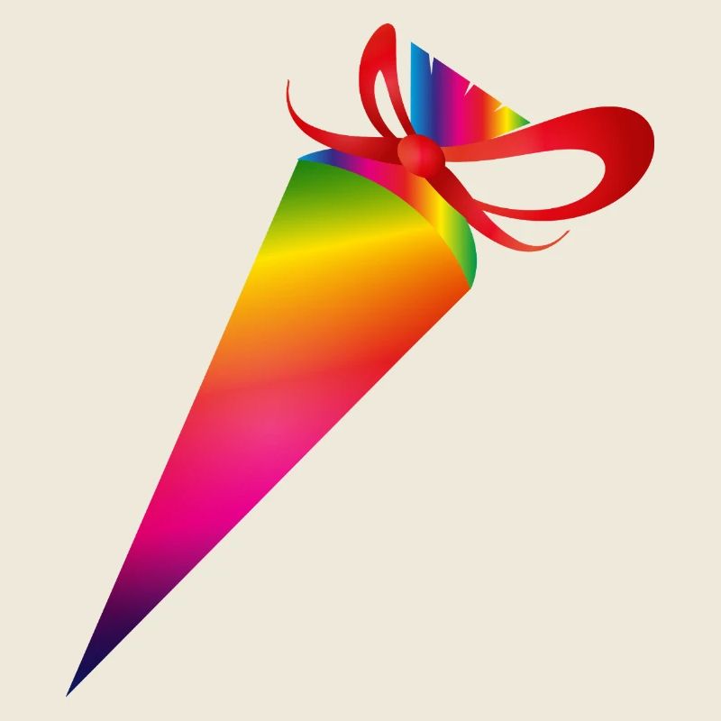 Cône d’école coloré avec ruban rouge