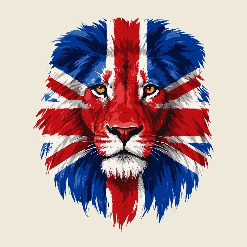 Löwe mit Union Jack Gesichtsbemalung