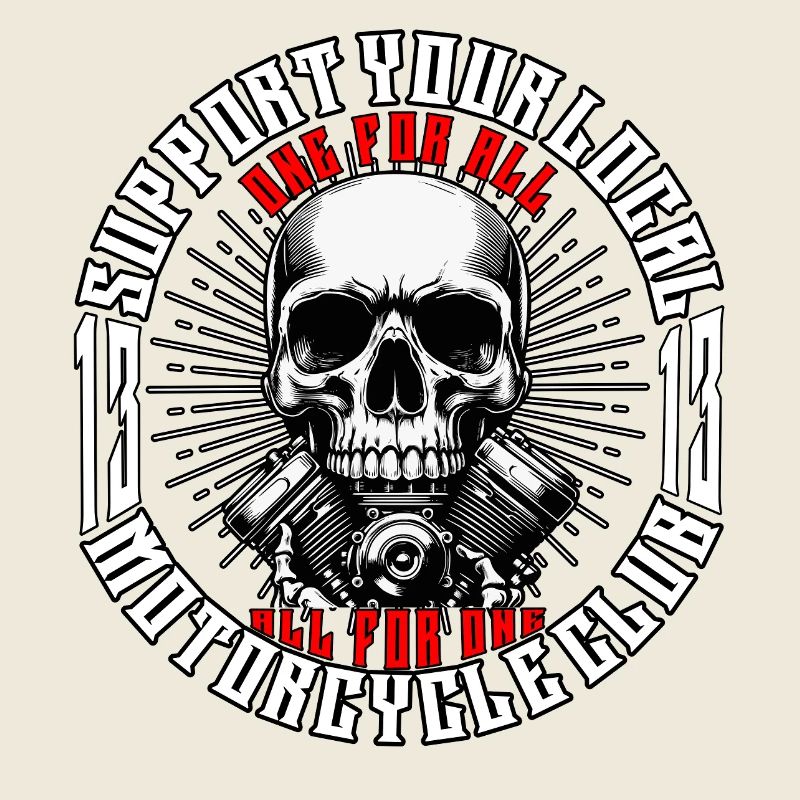 Biker Chopper Motorradfahrer Skull mit Motor