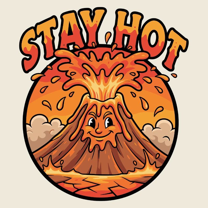 Restez chaud volcan dessin animé