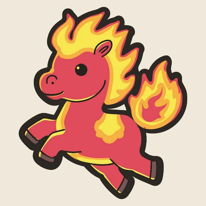 Kawaii Fire Horse Flames Pony