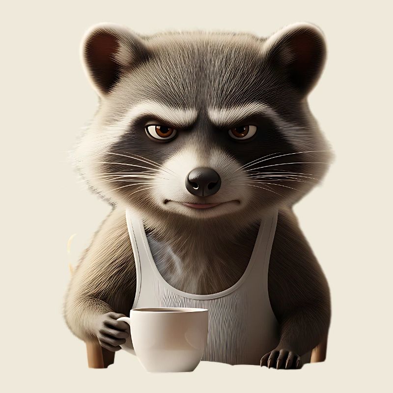 Grumpy Waschbär mit Kaffee – Morgenmuffel Design