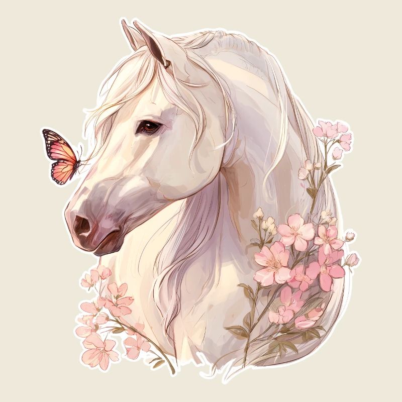 Pferd mit Schmetterling