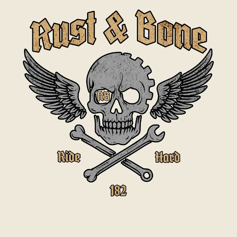 Rust Bone Motorcycle Skull Wing Design