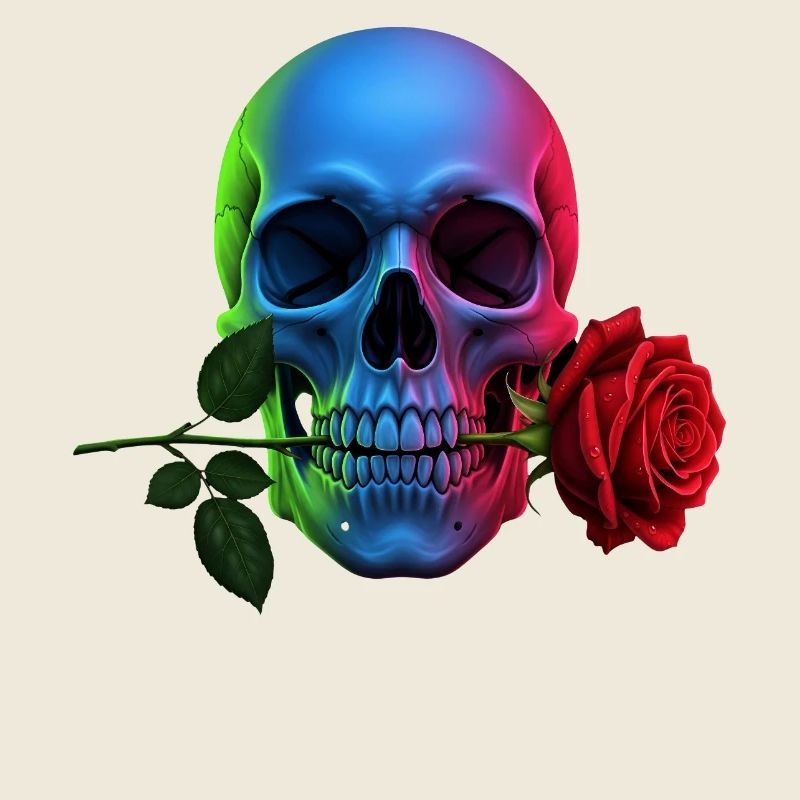 Neon skull with rose gothic design
