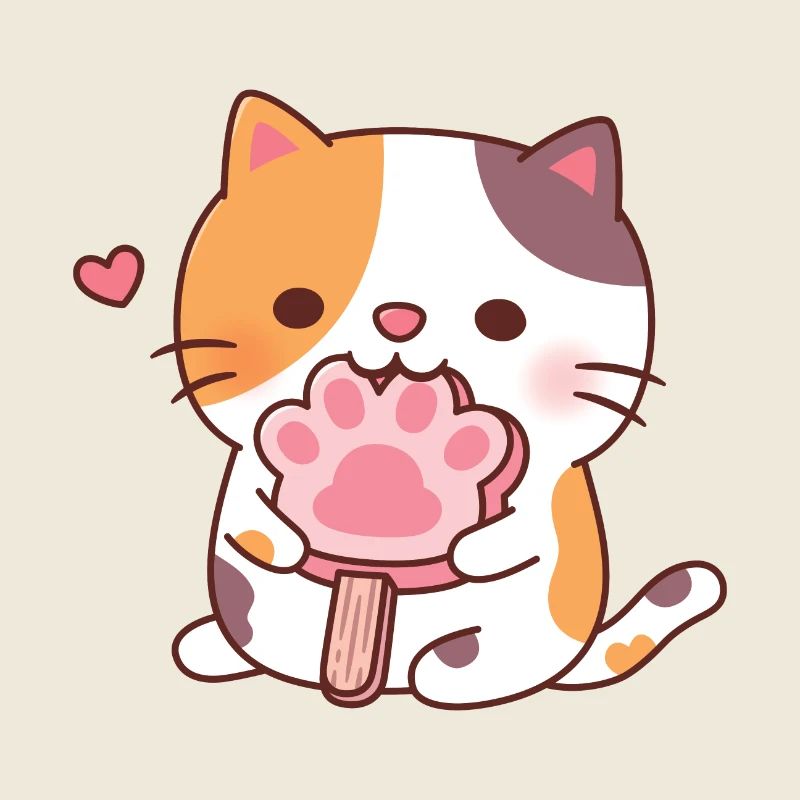 Süße Katze Katze isst Katze Pfote Eis