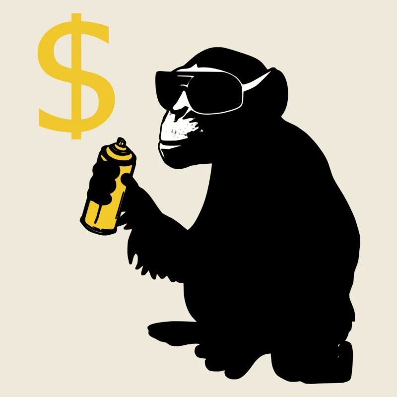 affe sprüht dollarzeichen