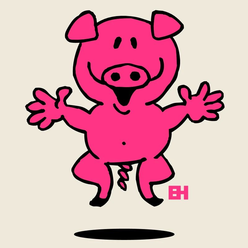 Whimsical Pink Pig Cartoon Design