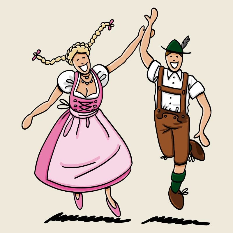 Paar in Dirndl und Lederhosen