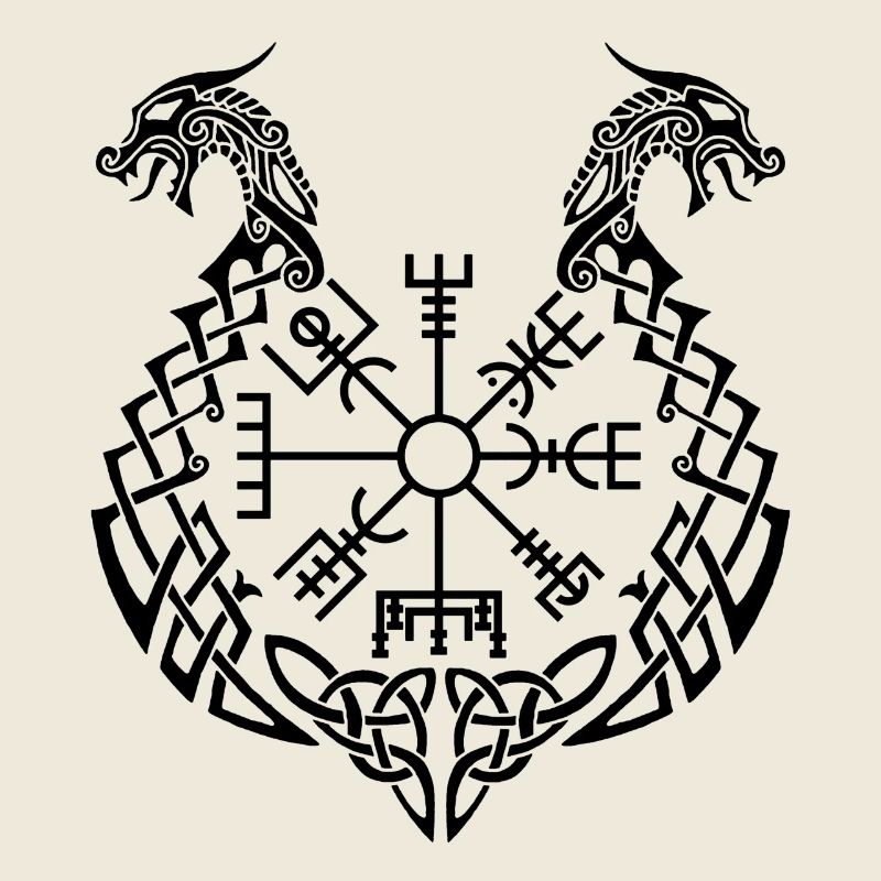 Black dragon and Viking compass