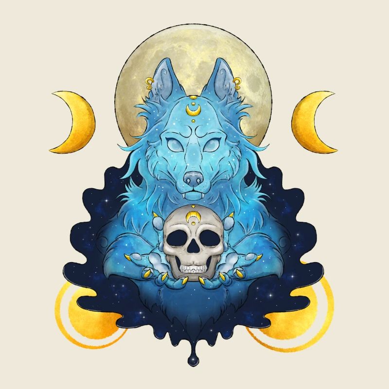 Blue Ink Spirits - Louve Sorcière Lunaire et crâne