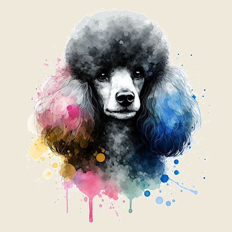 Caniche tête de chien aquarelle