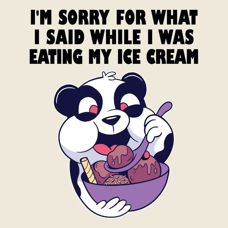 Panda affamé avec bol de crème glacée
