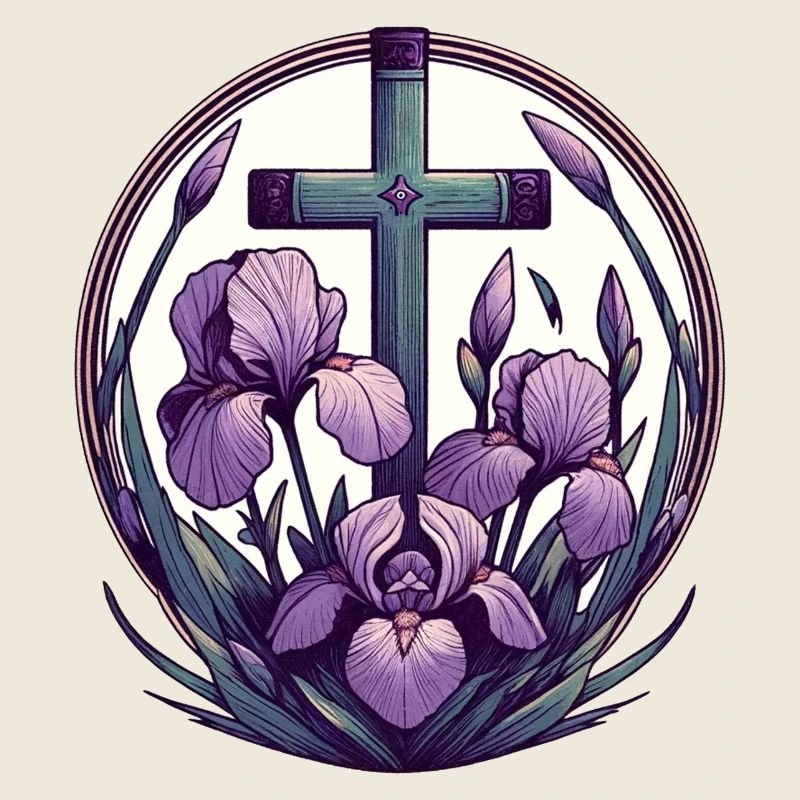 Croix chrétienne violet Iris