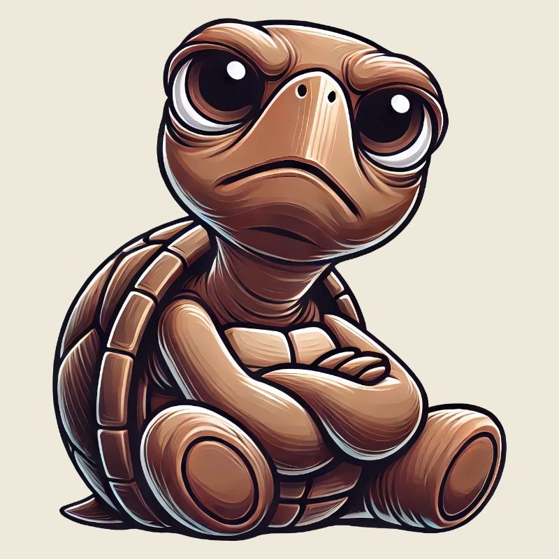 Grumpy cute cartoon turtle funny