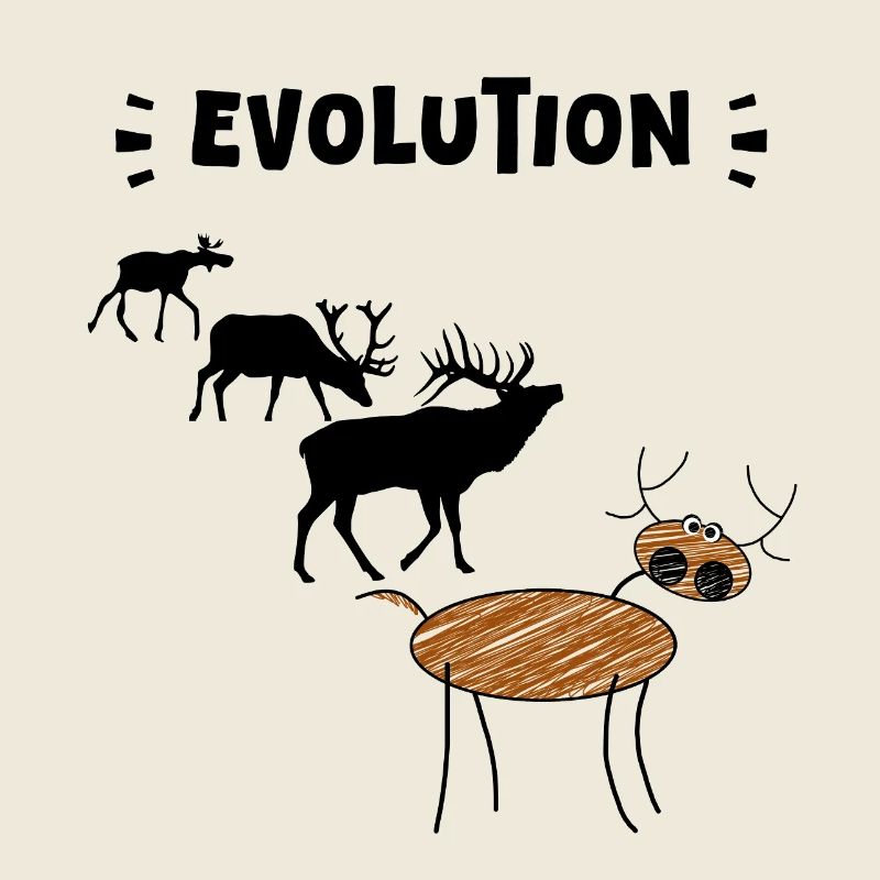 Die Evolution der Hirsche – Lustige Stadien der Evolution.