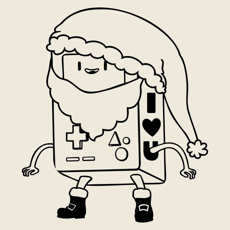Cute Christmas Robot Lineart SVG Vector Art