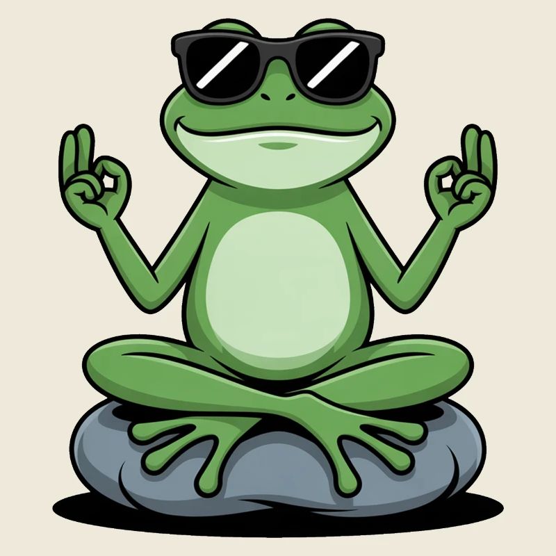 Grenouille zen avec des lunettes de soleil