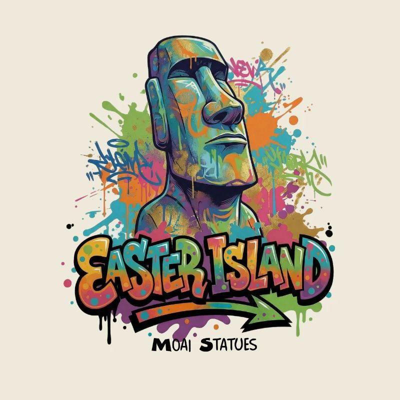 Moai – Hüter der Osterinsel - Vibrant Graffiti 