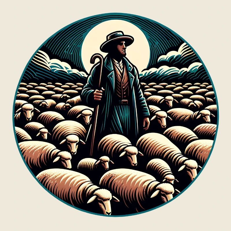 Schäfer und Schafherde