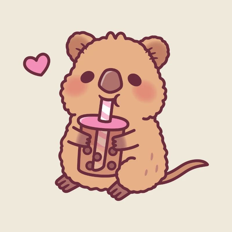 Mignon Quokka aime le thé à bulles