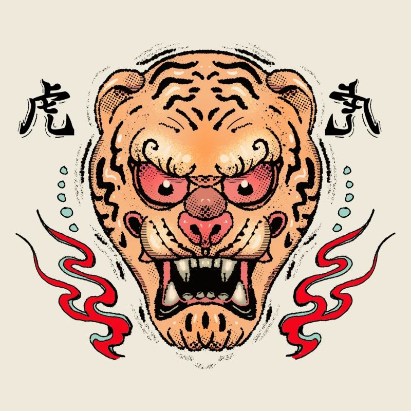 Tiger Oni Mask Illustration