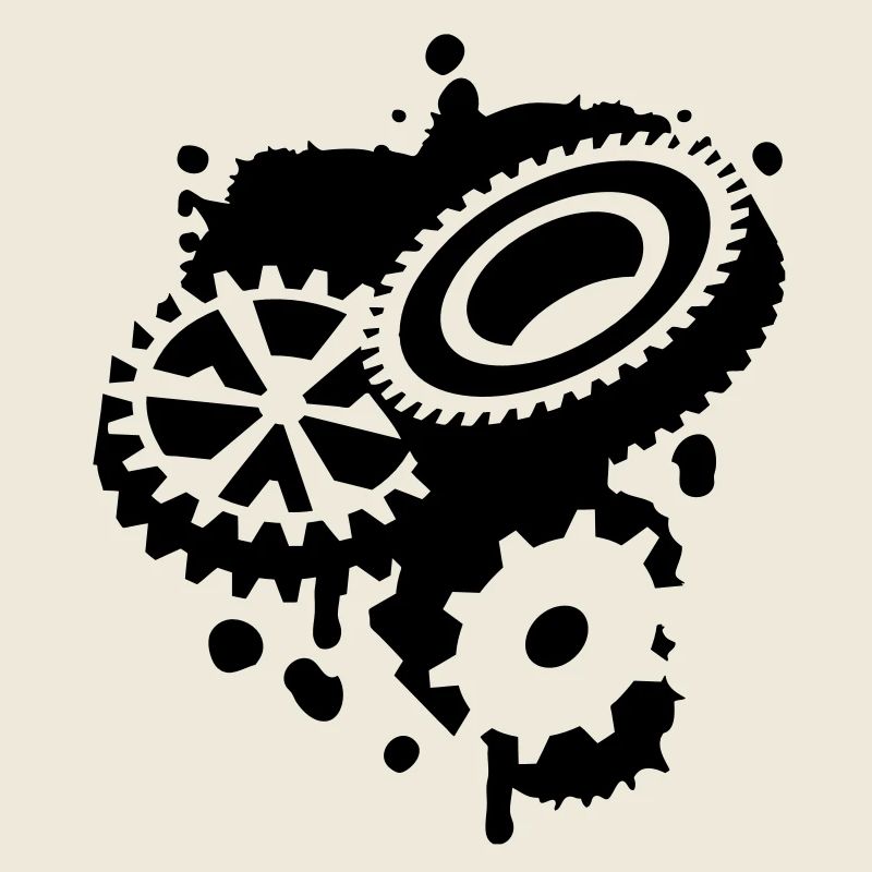 Trois roues dentées comme un graffiti