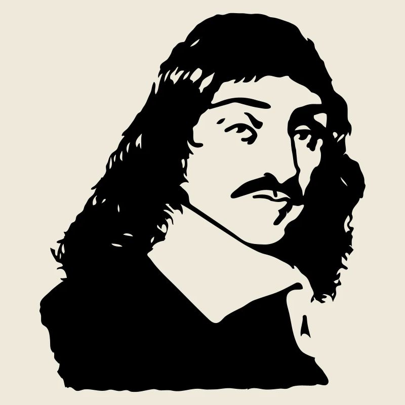 French philosopher Descartes bust drawing
