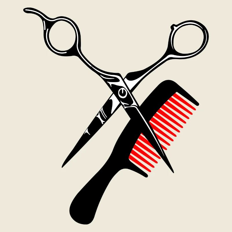 Ciseaux et logo de peigne pour salon de coiffure.