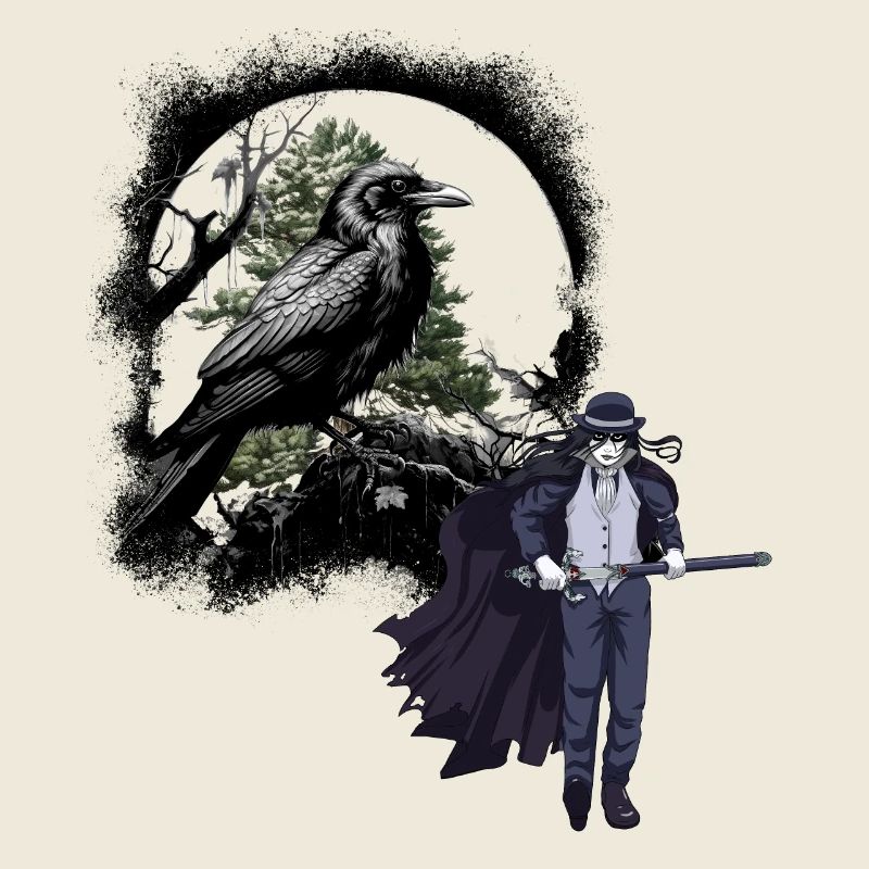 Horror Halloween Raven Swordsman Crow Dark