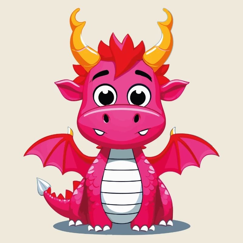 Mignon dragon de dessin animé avec des cornes dorées