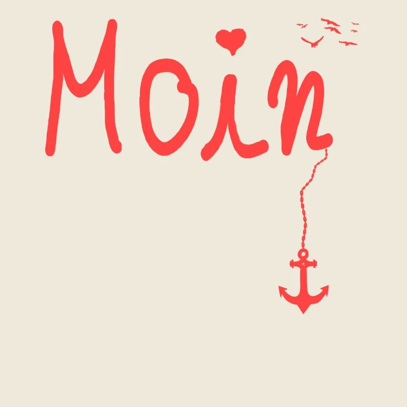 Moin Greeting Moin with Seagull in Red
