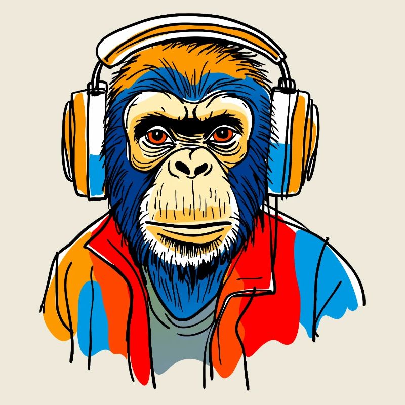 Monkey with headphones