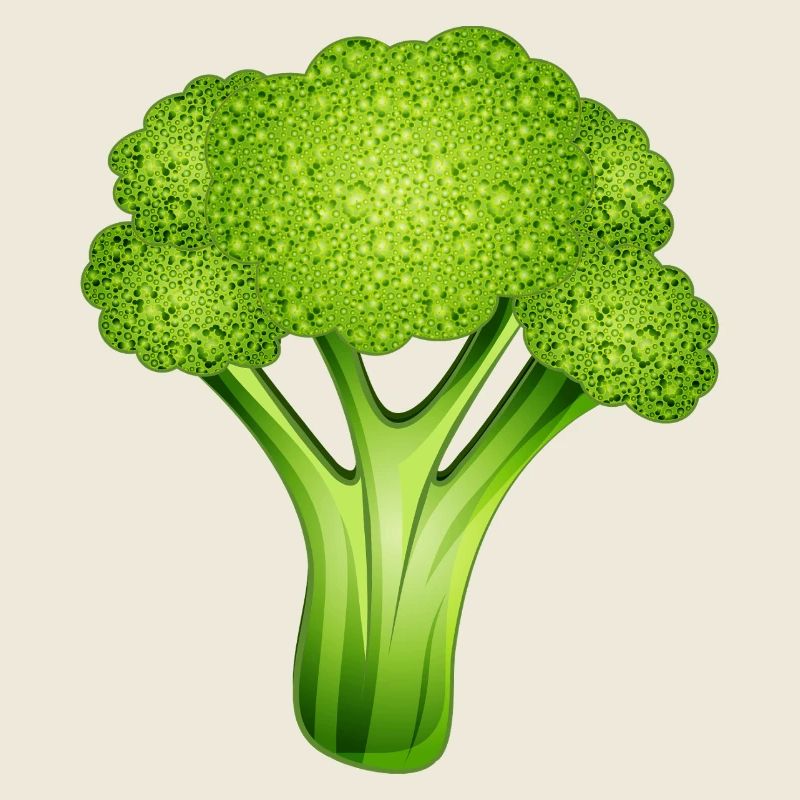 Bright green broccoli in a stylish comic style