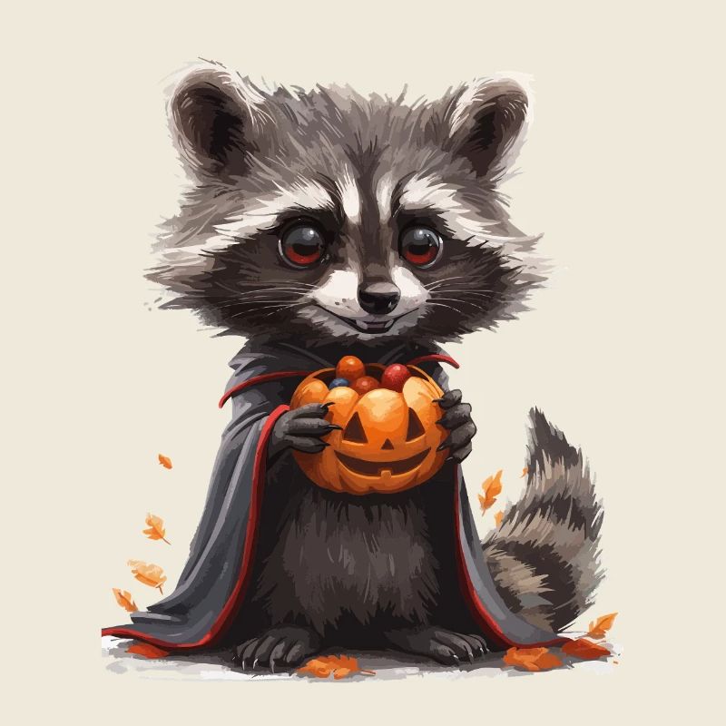 Waschbaer Halloween Kürbisfreude