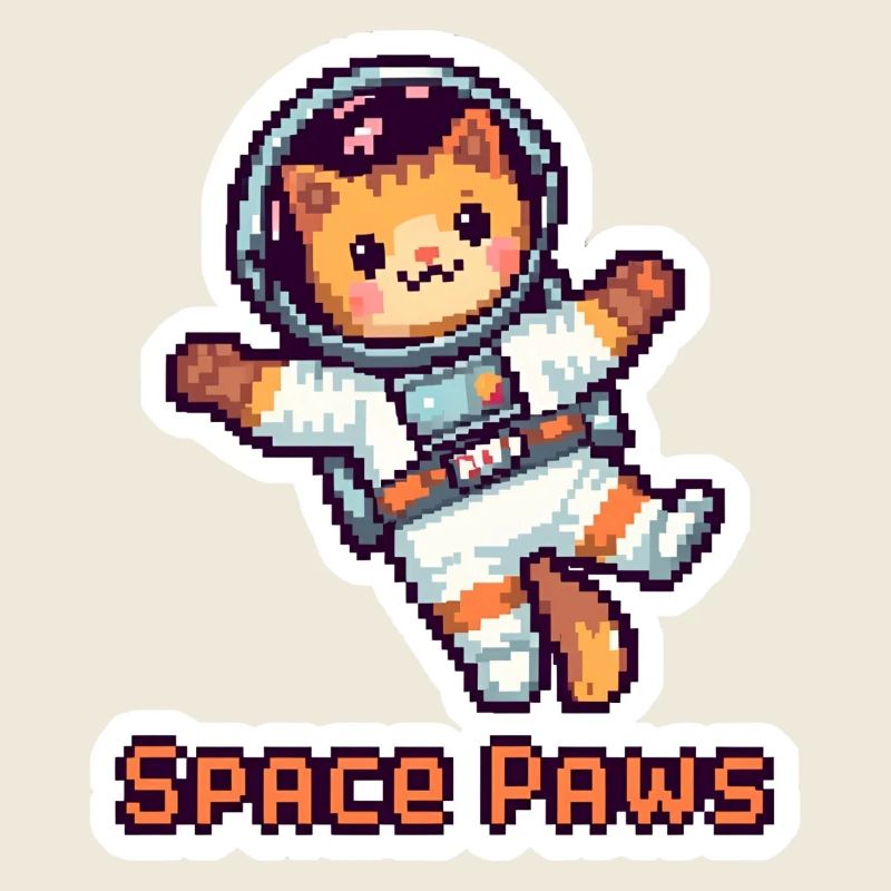 Space Paws – Pixel Cat Astronaut Sticker
