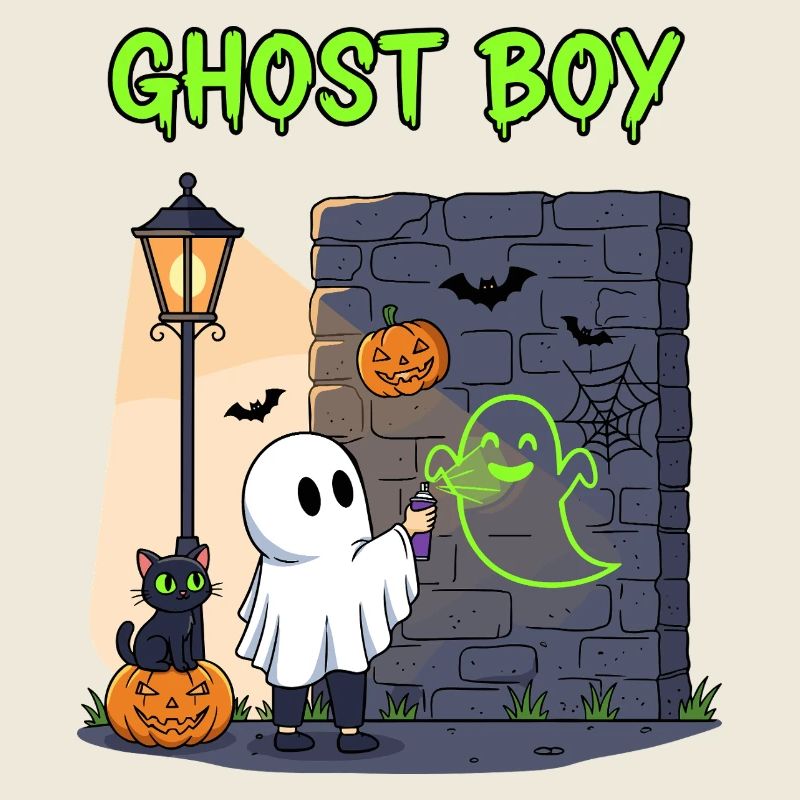 Ghost Boy Halloween Graffiti