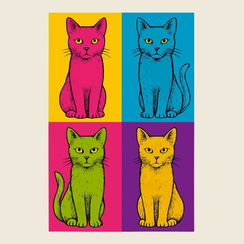 Pop Art Katzen Quartett