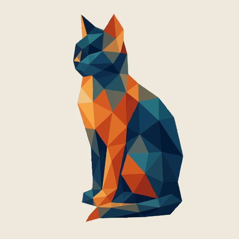 Geometrische Polygonkatze BlauOrange
