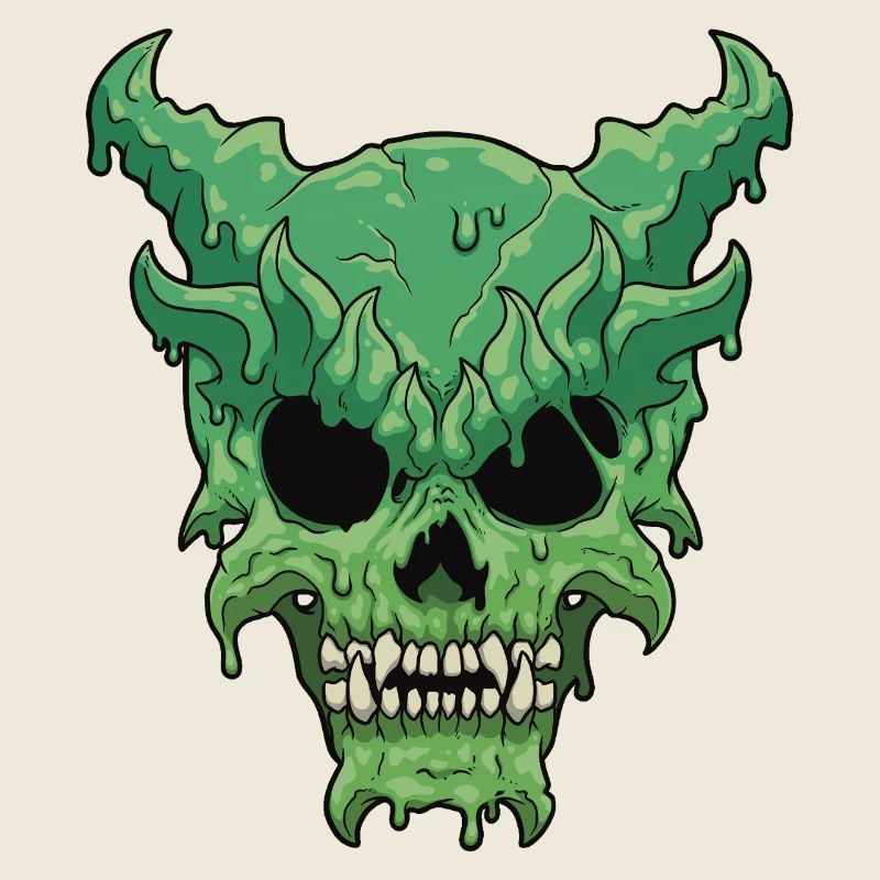 Tropfender grüner Dämonenschädel