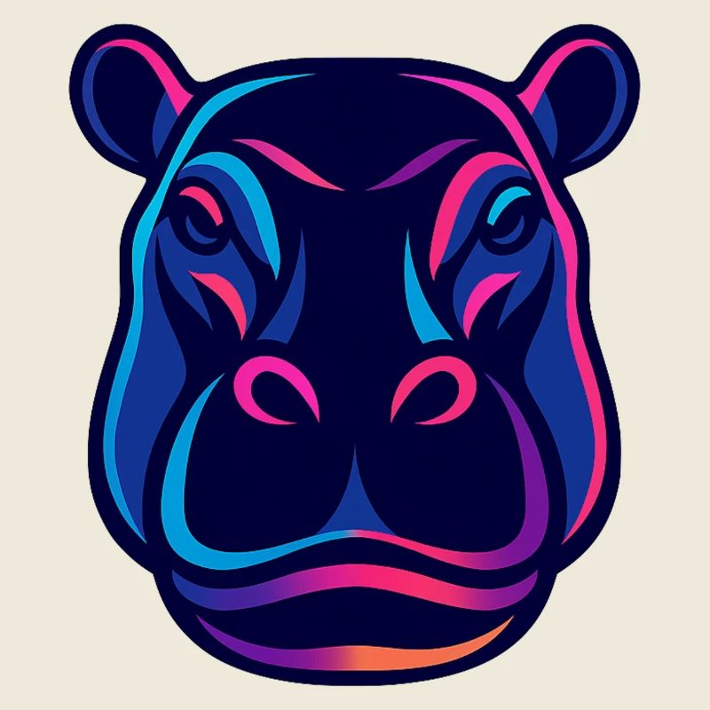 Tête d’hippopotame néon